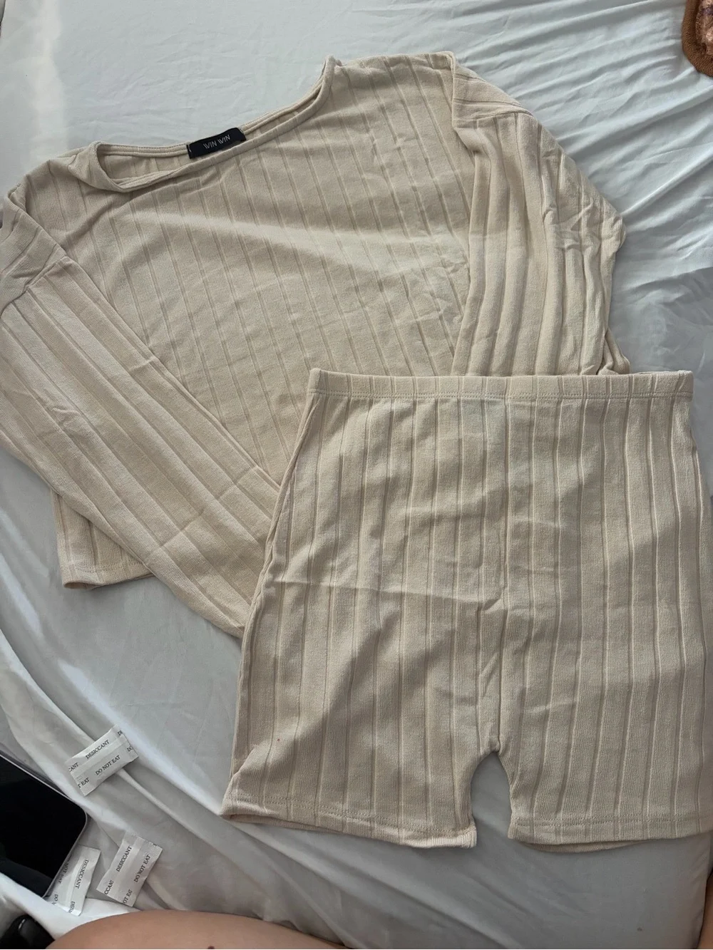 WinWin Boutique 3 Pack Ribbed Crop Top & Oatmeal Shorts Sets S, M, & L NWOT